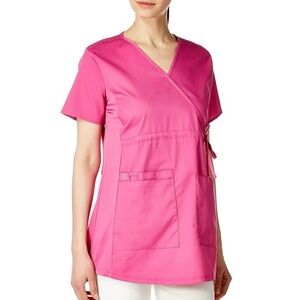 WONDERWINK work maternity wrap pink scrub top Size Medium comfy stretchy